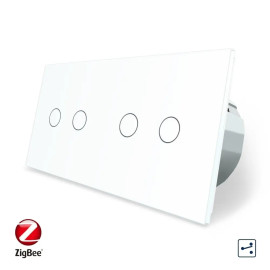 Розумний сенсорний прохідний вимикач 4 сенсора (2-2) Livolo білий скло (VL-C702SZ/C702SZ-11)