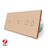 Умный сенсорный ZigBee выключатель 4 сенсора (1-1-2) Livolo золото стекло (VL-C701Z/C701Z/C702Z-13) Умный сенсорный ZigBee выключатель 4 сенсора (1-1-2) Livolo золото стекло (VL-C701Z/C701Z/C702Z-13)