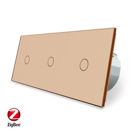 Розумний сенсорний ZigBee вимикач 3 сенсора (1-1-1) Livolo золото (VL-C701Z/C701Z/C701Z-13)