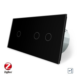 Розумний сенсорний прохідний вимикач 3 сенсора (1-2) Livolo чорний скло (VL-C701SZ/C702SZ-12)