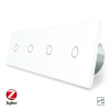 Умный сенсорный проходной выключатель 4 сенсора (1-1-1-1) Livolo белый стекло (VL-C704SZ-11)