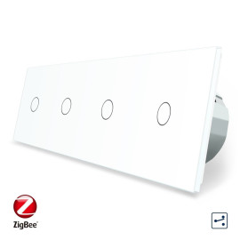 Розумний сенсорний прохідний вимикач 4 сенсора (1-1-1-1) Livolo білий скло (VL-C704SZ-11)
