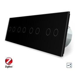 Розумний сенсорний прохідний вимикач 8 сенсорів (2-2-2-2) Livolo чорний скло (VL-C708SZ-12)