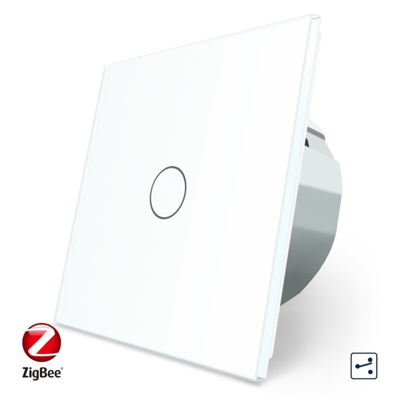 Умный сенсорный проходной ZigBee выключатель 1 сенсор Livolo белый стекло (VL-C701SZ-11)