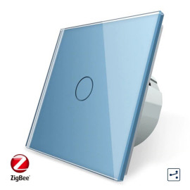 Розумний сенсорний прохідний ZigBee вимикач 1 сенсор Livolo голубий скло (VL-C701SZ-19)