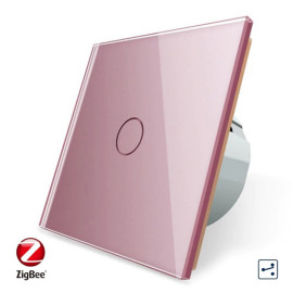 Розумний сенсорний прохідний ZigBee вимикач 1 сенсор Livolo рожевий скло (VL-C701SZ-17)