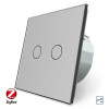 Умный сенсорный проходной ZigBee выключатель 2 сенсора Livolo серый стекло (VL-C702SZ-15)