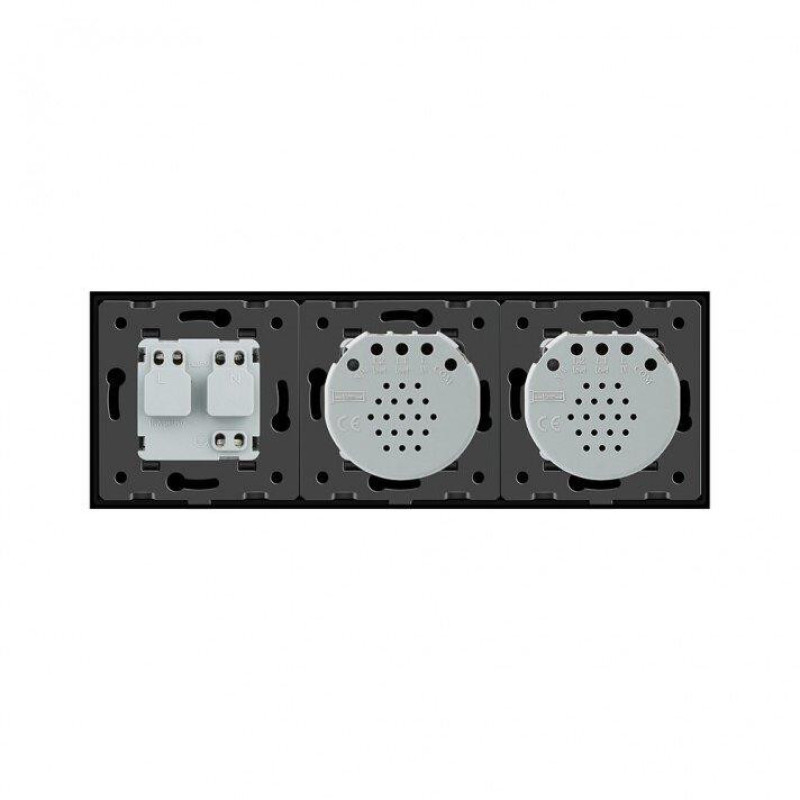 Умный сенсорный ZigBee выключатель 2 сенсора (1-1) 1 розетка Livolo серый стекло (VL-C701Z/C701Z/C7C1EU-15) - 2