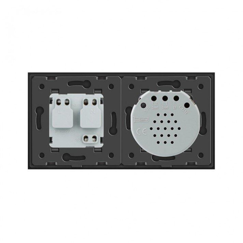 Умный сенсорный ZigBee выключатель 2 сенсора 1 розетка Livolo серый стекло (VL-C702Z/C7C1EU-15) - 3