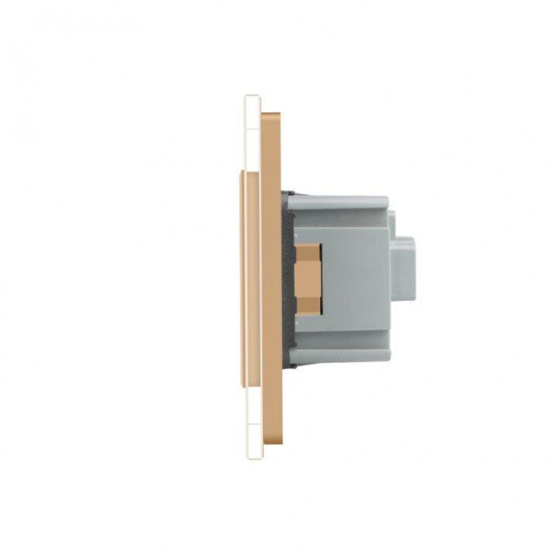 Умный сенсорный ZigBee выключатель 2 сенсора 2 розетки Livolo золото стекло (VL-C702Z/C7C2EU-13) - 1