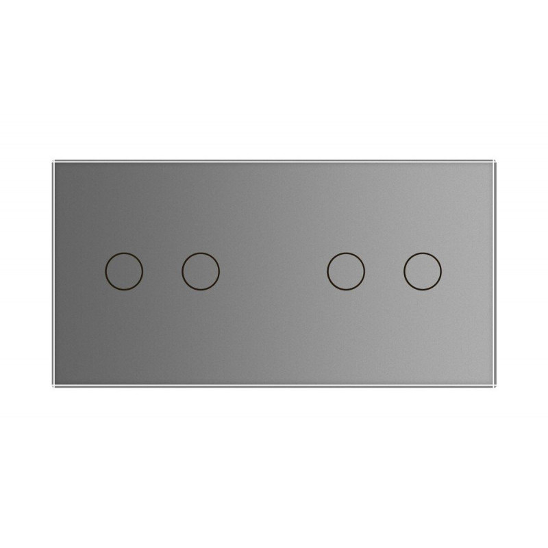 Умный сенсорный ZigBee выключатель 4 сенсора (2-2) Livolo серый стекло (VL-C702Z/C702Z-15) - 1