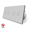 Умный сенсорный ZigBee выключатель 4 сенсора (2-2) Livolo серый стекло (VL-C702Z/C702Z-15) Умный сенсорный ZigBee выключатель 4 сенсора (2-2) Livolo серый стекло (VL-C702Z/C702Z-15)
