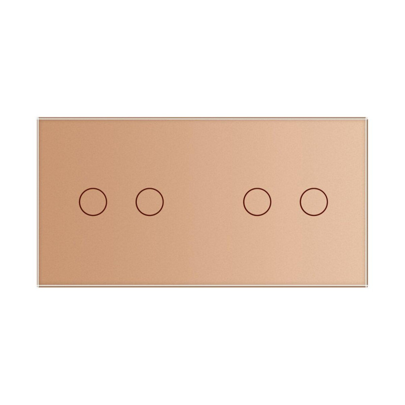 Умный сенсорный ZigBee выключатель 4 сенсора (2-2) Livolo золото стекло (VL-C702Z/C702Z-13) - 1