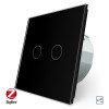 Умный сенсорный проходной ZigBee выключатель 2 сенсора Livolo черный стекло (VL-C702SZ-12)
