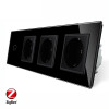 Умный сенсорный ZigBee выключатель 1 сенсор 3 розетки Livolo черный стекло (VL-C701Z/C7C3EU-12)