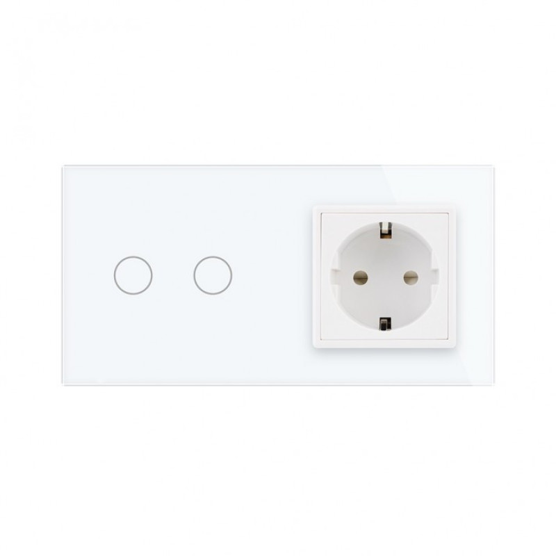 Умный сенсорный ZigBee выключатель 2 сенсора 1 розетка Livolo белый стекло (VL-C702Z/C7C1EU-11) - 1