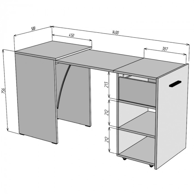 Стол-трансформер Hobana Ш2 (Белый и Ателье светлый) - 4