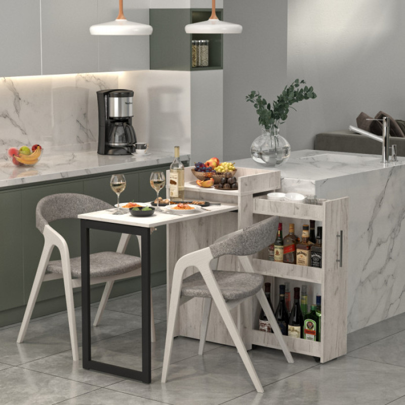 Стіл-тумба трансформер з карго 2 в 1 Rand (Дуб крафт білий) - 2