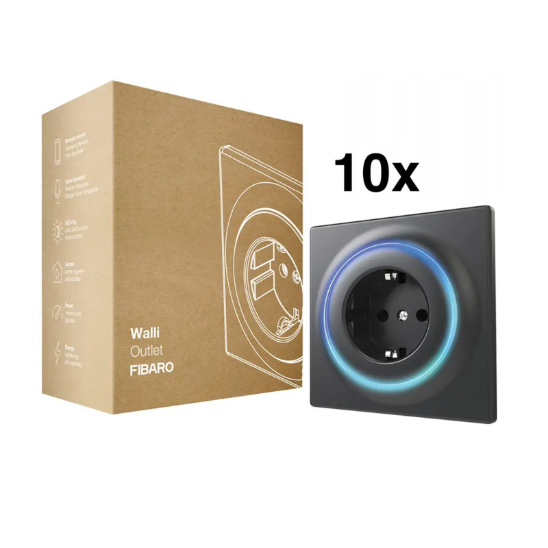 Розетка Z-Wave FIBARO Walli Outlet - 10 шт. Чорний