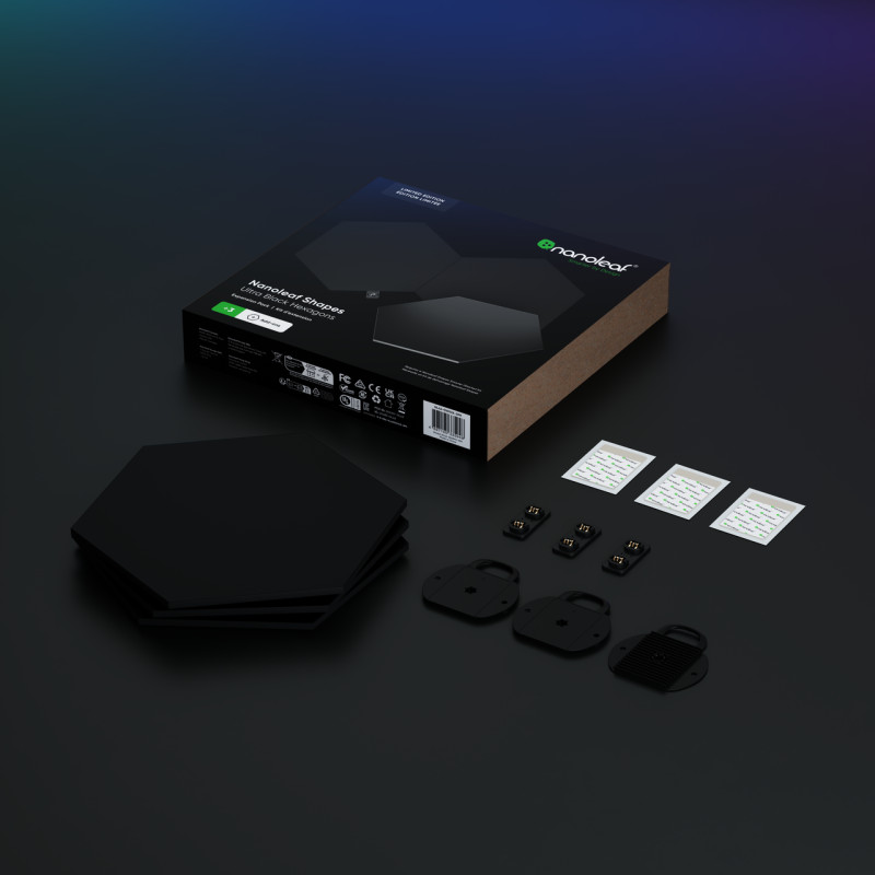 Додаткові панелі Nanoleaf Shapes Ultra Black Hexagons Expansion Pack, Apple Homekit - 3 шт. - 1