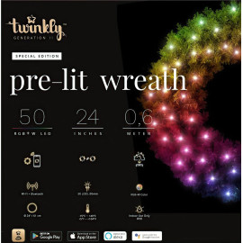 Умная гирлянда на еловом веночке Twinkly Strings RGBW 50, 60 см, BT+WiFi, Gen II, IP44