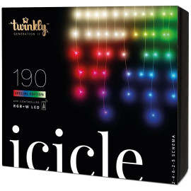 Смарт гирлянда Twinkly Icicle RGBW 190, 5м, BT+WiFi, Gen II, IP44 кабель прозрачный
