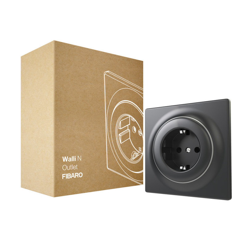 Класична розетка FIBARO Walli N Outlet type F — FGWSONF-011 Чорний